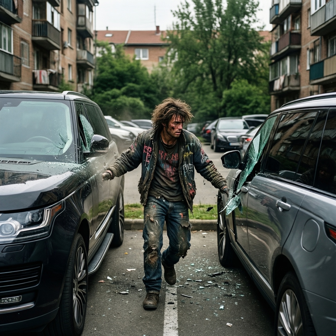 Погром на парковках в центре Кургана: неизвестный разбил зеркала Bmw и range rover