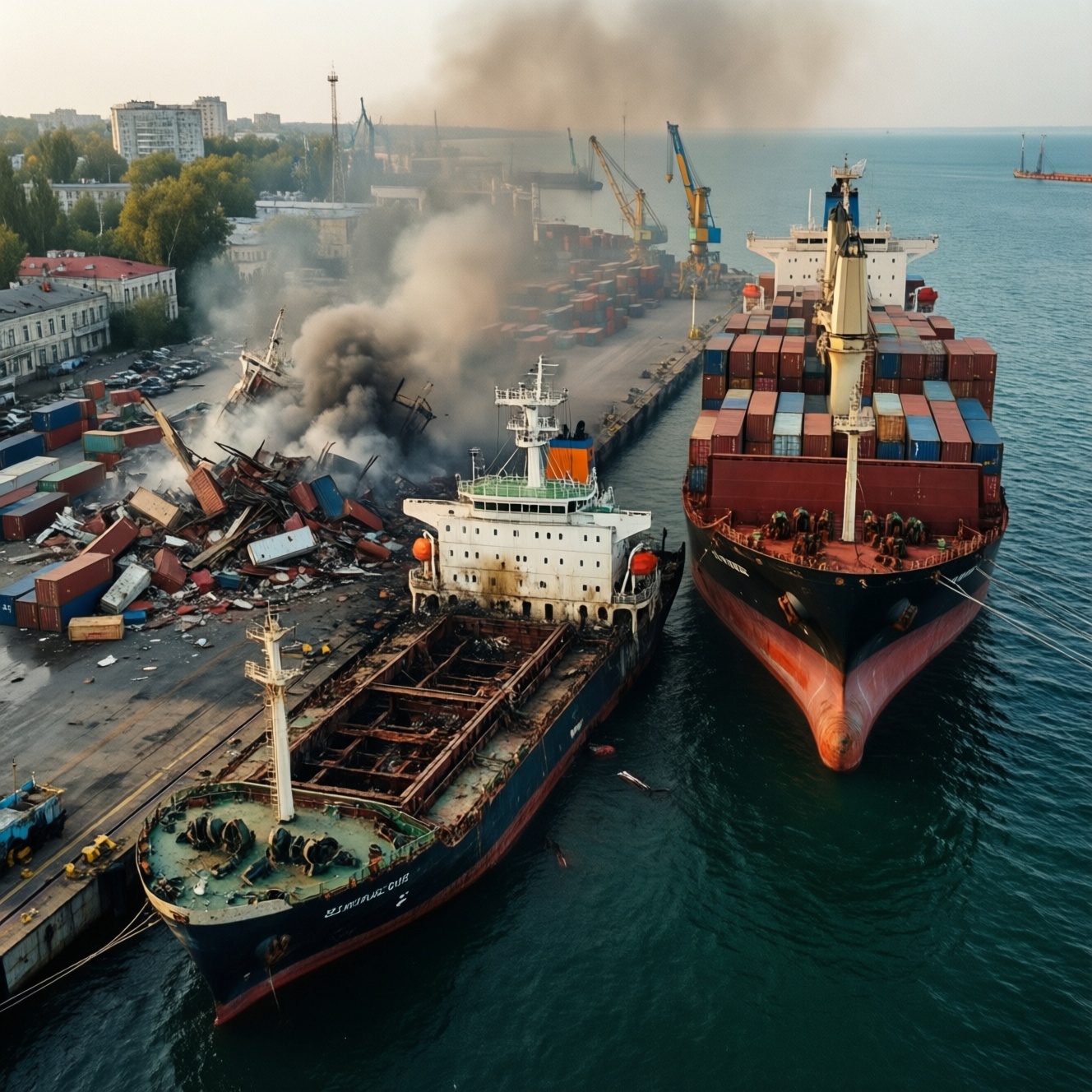 Минобороны России: удар по порту «Черноморск» под Одессой, поражены паромы и контейнеровоз